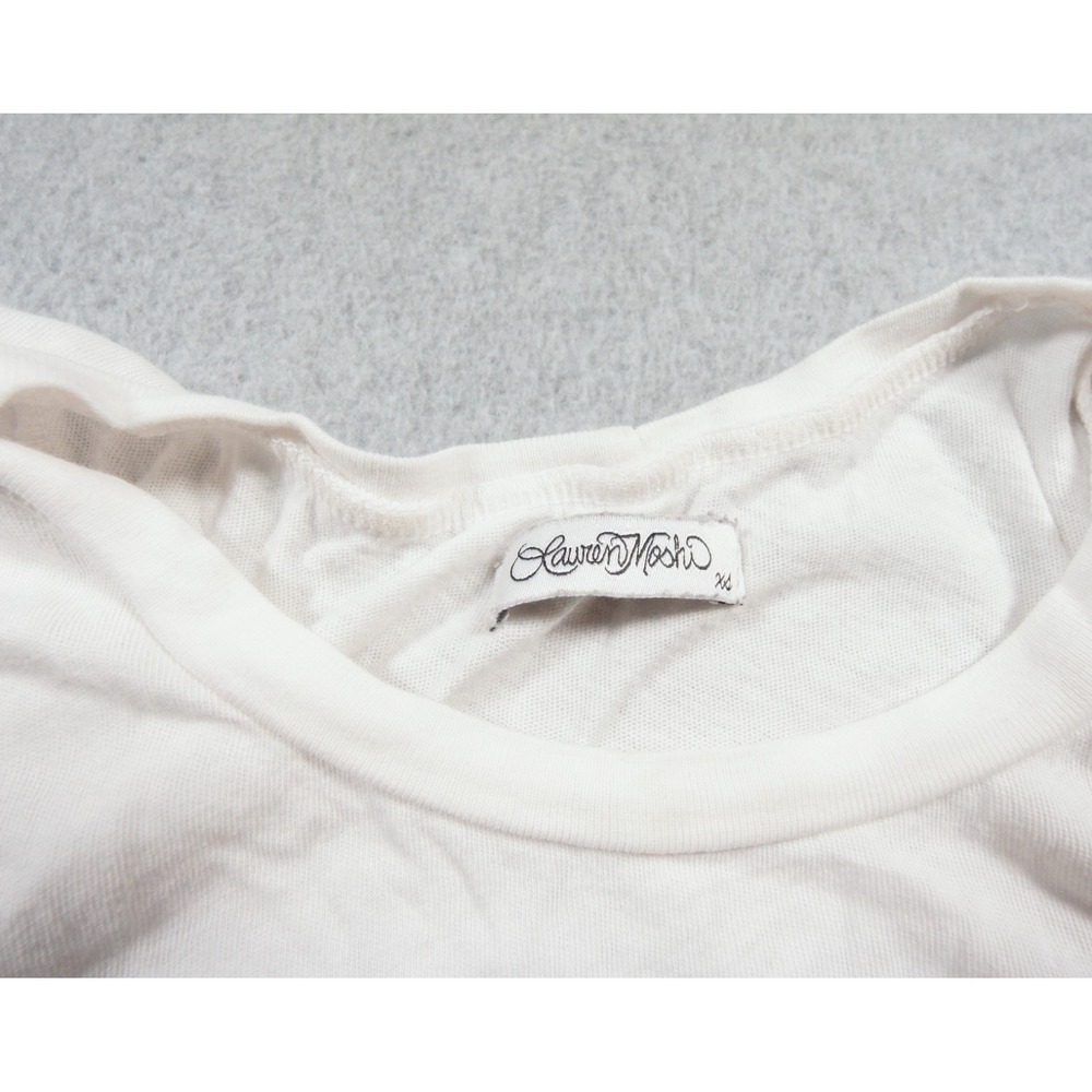 Lauren Moshi Shirt Womens XS White Graphic Sleeveless Boho Feather Art Tank Top - Picture 4 of 8